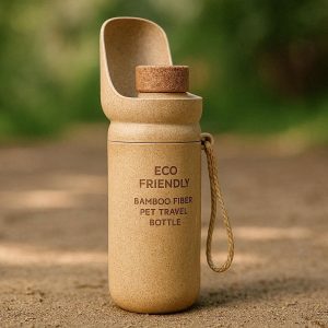 Eco Friendly Bamboo Fiber Pet Travel Bottle With Natural Finish For Sustainable Outdoor Hydration